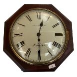 An octagonal wall clock, convex glass door, cream dial and black painted numerals, CHAs Hanes,