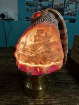 A carved cameo/conch shell with PAT tested light fitting, working with cert