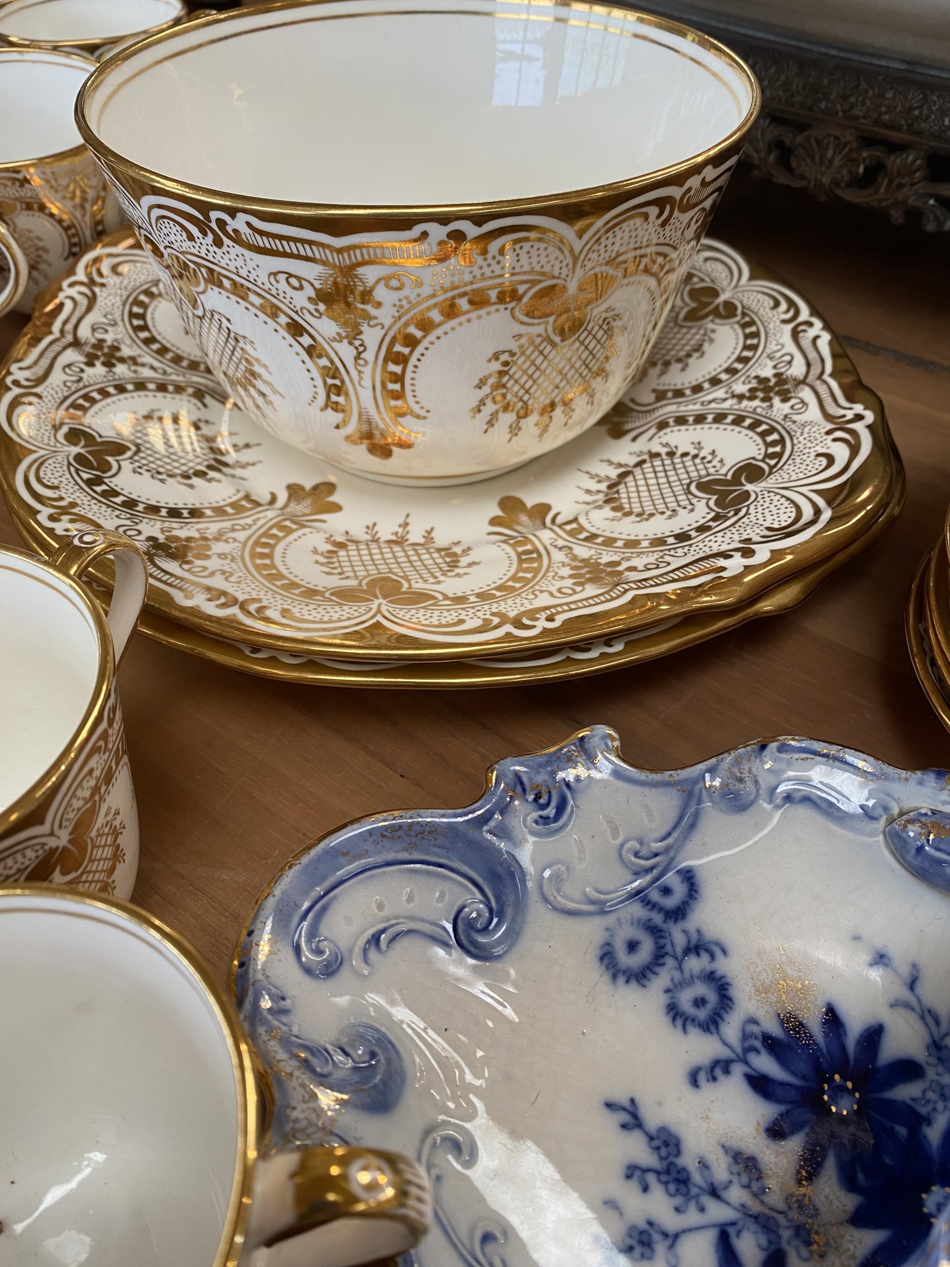 A Staffordshire part tea set, with gilt decoration - Image 4 of 6