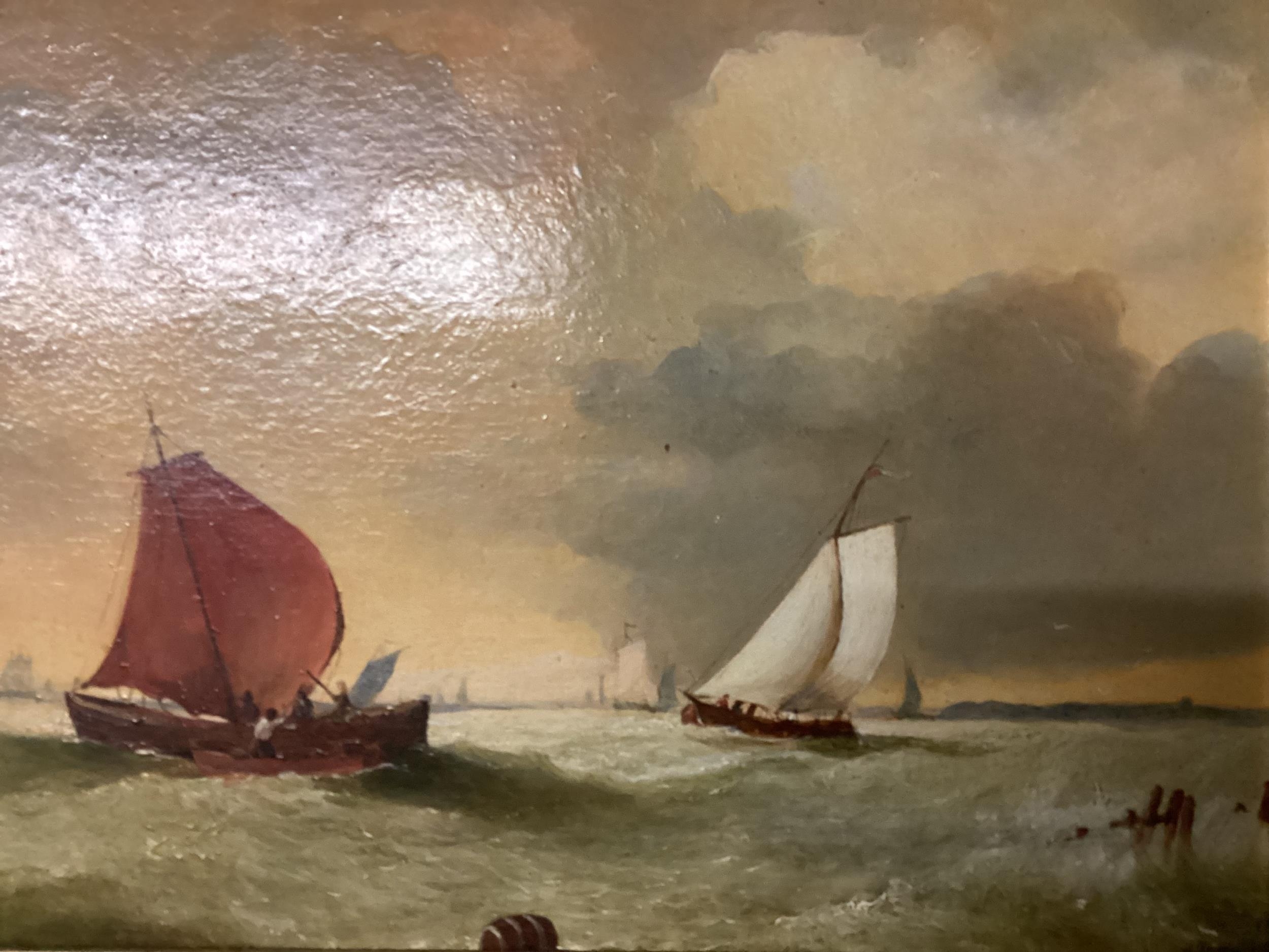 ANDRE DE MOLLER C20th, British, Two pairs gilt framed oil on canvas, depicting C19th shipping - Image 13 of 32