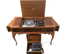 Vintage Dynatron record player radiogram, with built speakers and a Dynatron tape deck