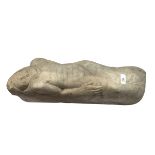 A heavy stone abstract carving of a woman, 50cm L, Fawley Manor clearance