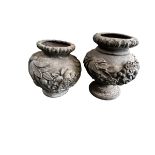 Two heavy decorative lead garden planters, some condition issues, please note, one base sunk