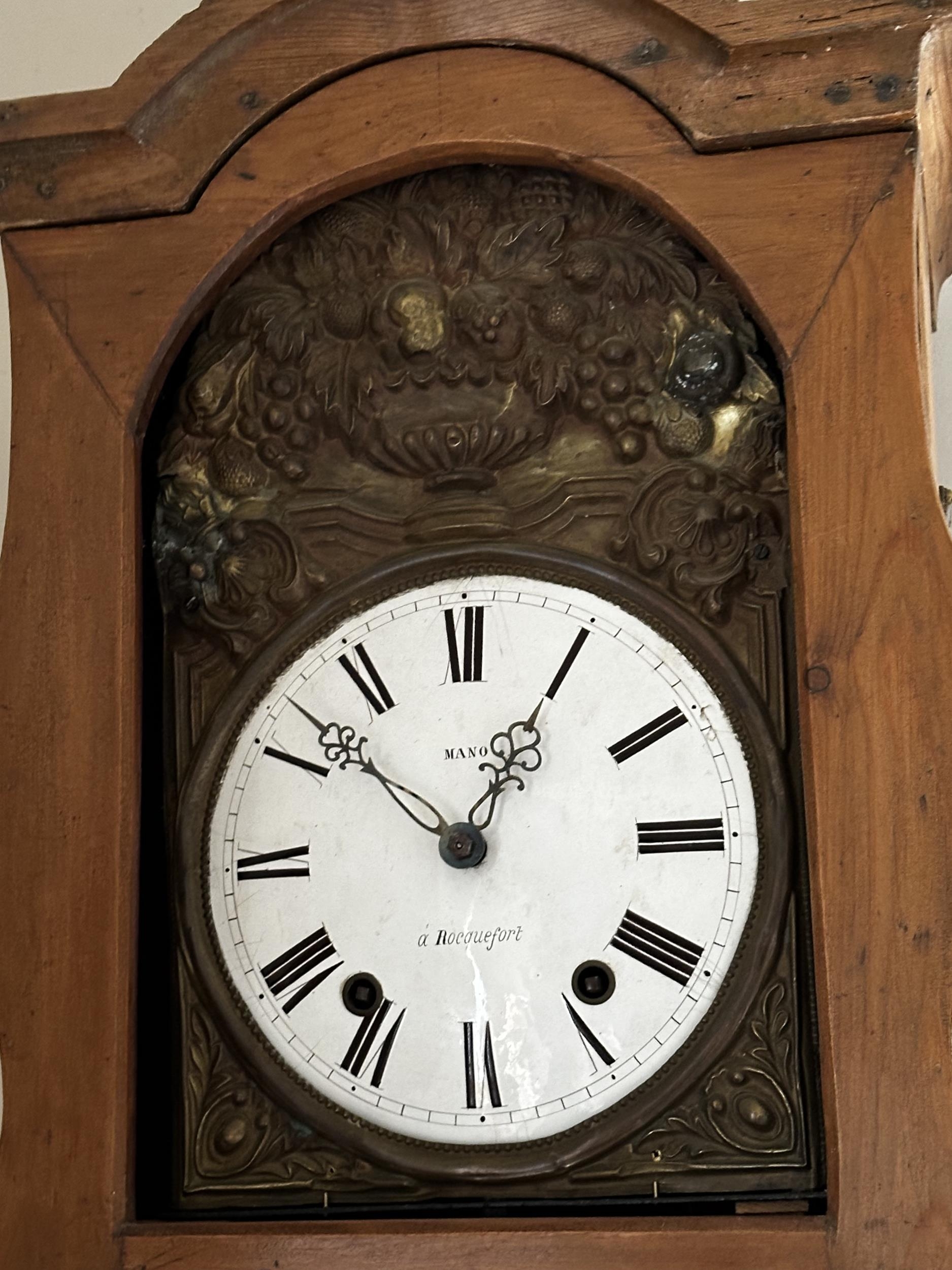 Mano, A Rocquefort; A pine Compteuse two train movement Clock; Provenance: Fawley Manor Clearance - Image 3 of 3