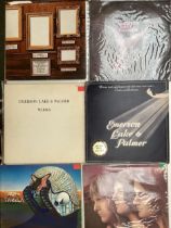 Vinyl records, (circa 7), see photos for a selection of albums. Brain Salad Surgery, Emerson lake