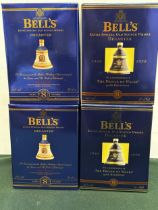 Four 75cl bottle of Bells £xtra special Old Scotch Whiskey. Royal Commemorative examples. Boxed.