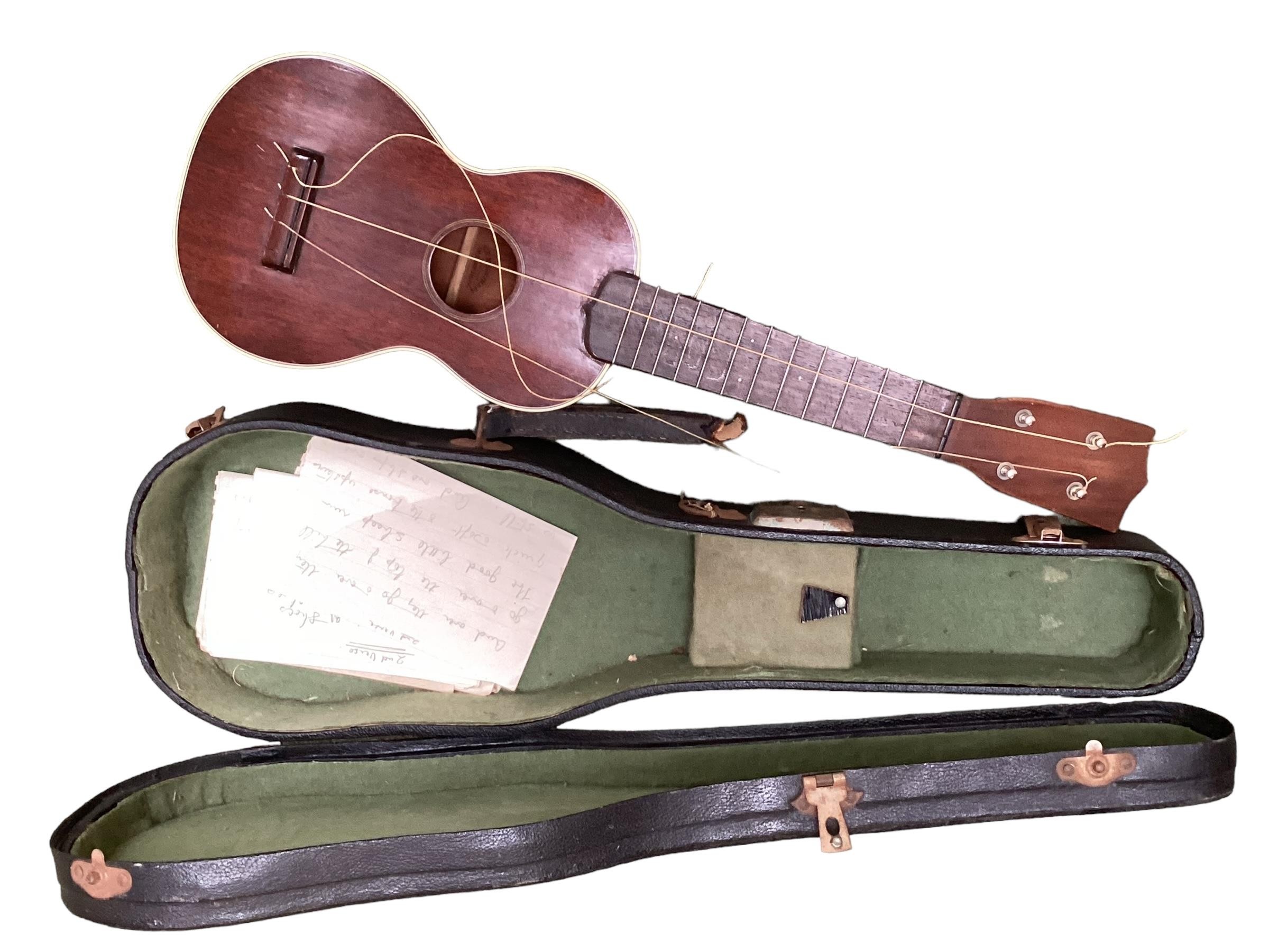 An old Ukelele, label to inside C F Martin & Co, Nazareth P A. not strung, and case with wear. - Image 6 of 6