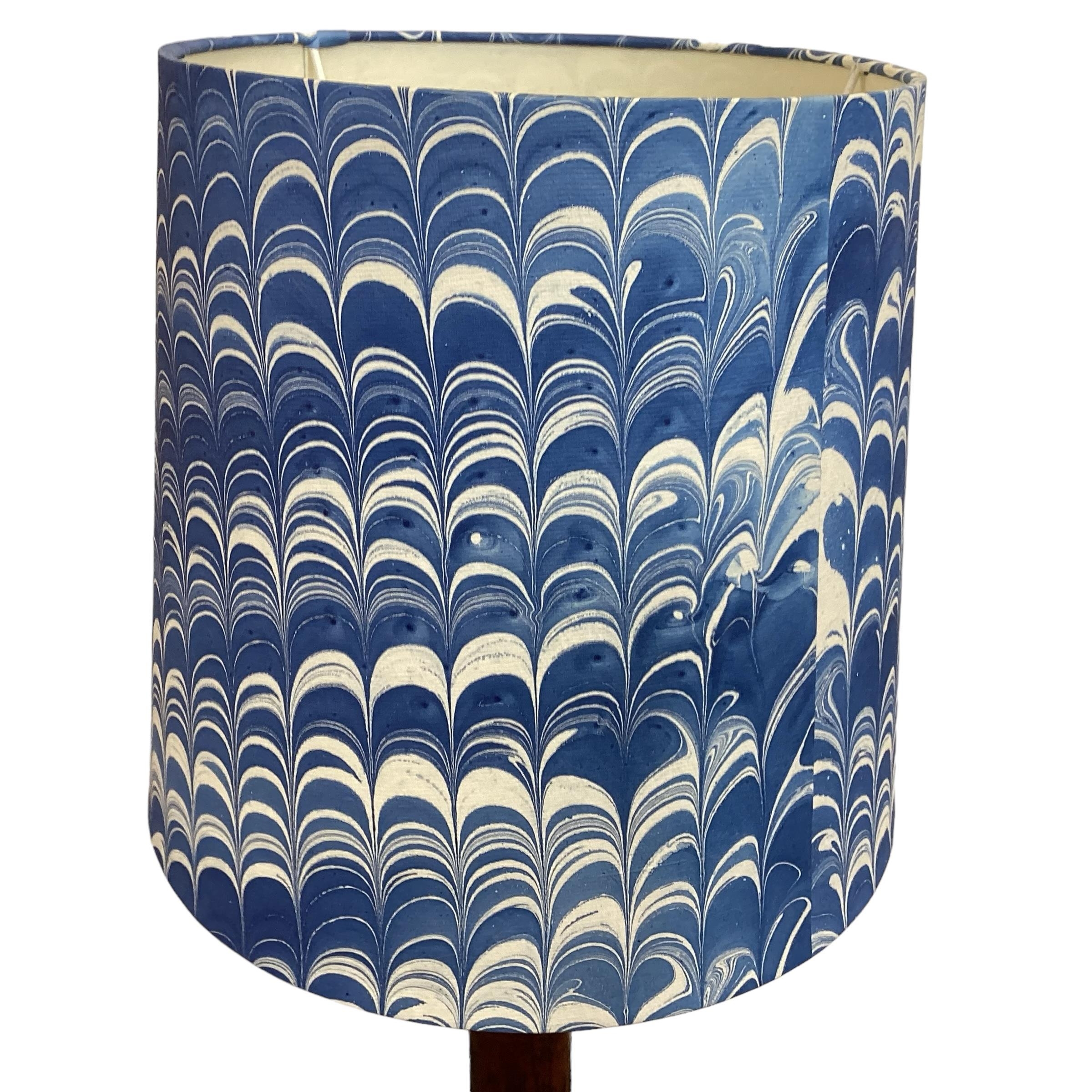 A decorative blue and white Pooky lampshade, in good condition, on a lamp base made from an old - Image 4 of 5