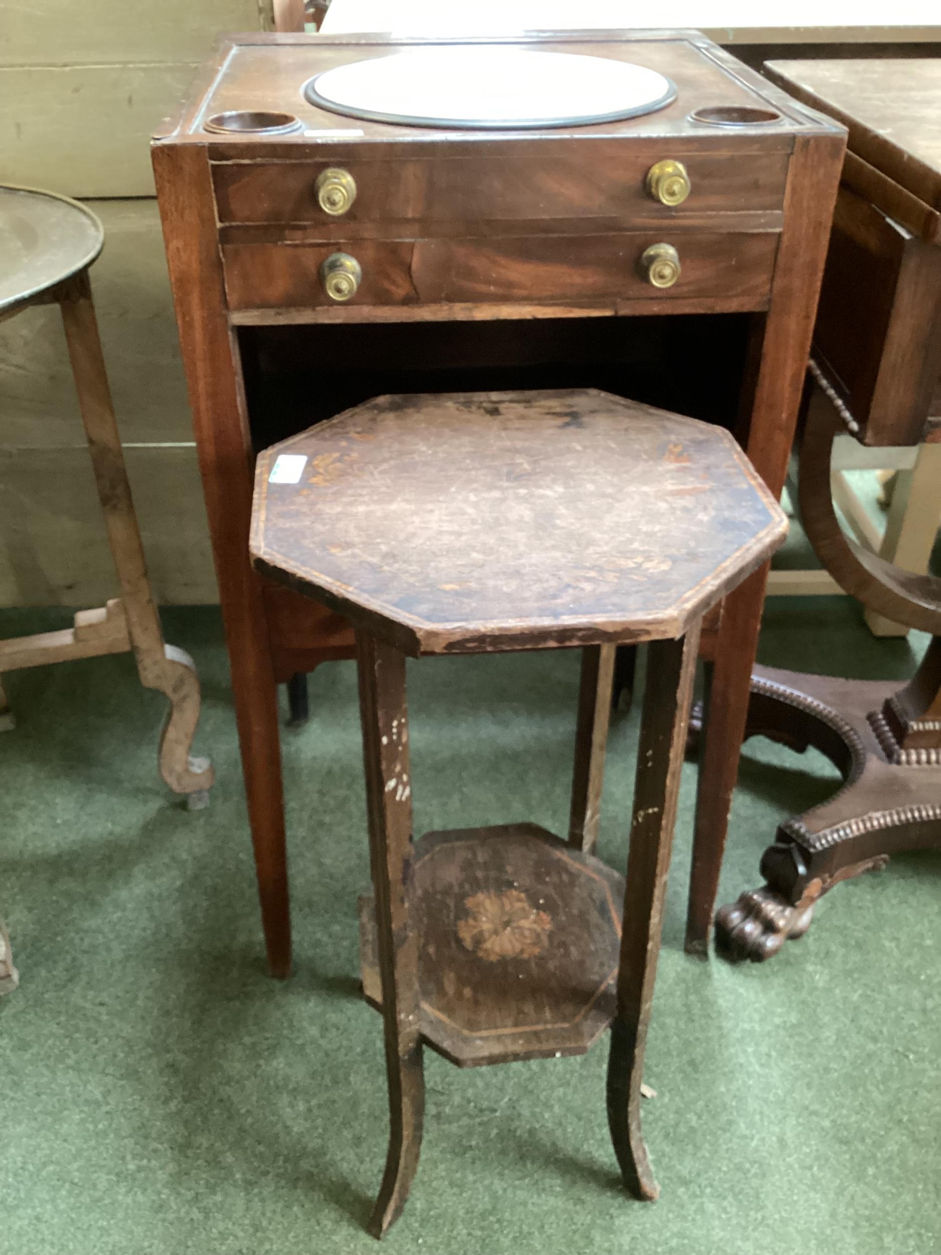 AC19th mahogany part wash stand 78cmH and a small Two tier octagonal occasional table (63cm H), - Image 5 of 6