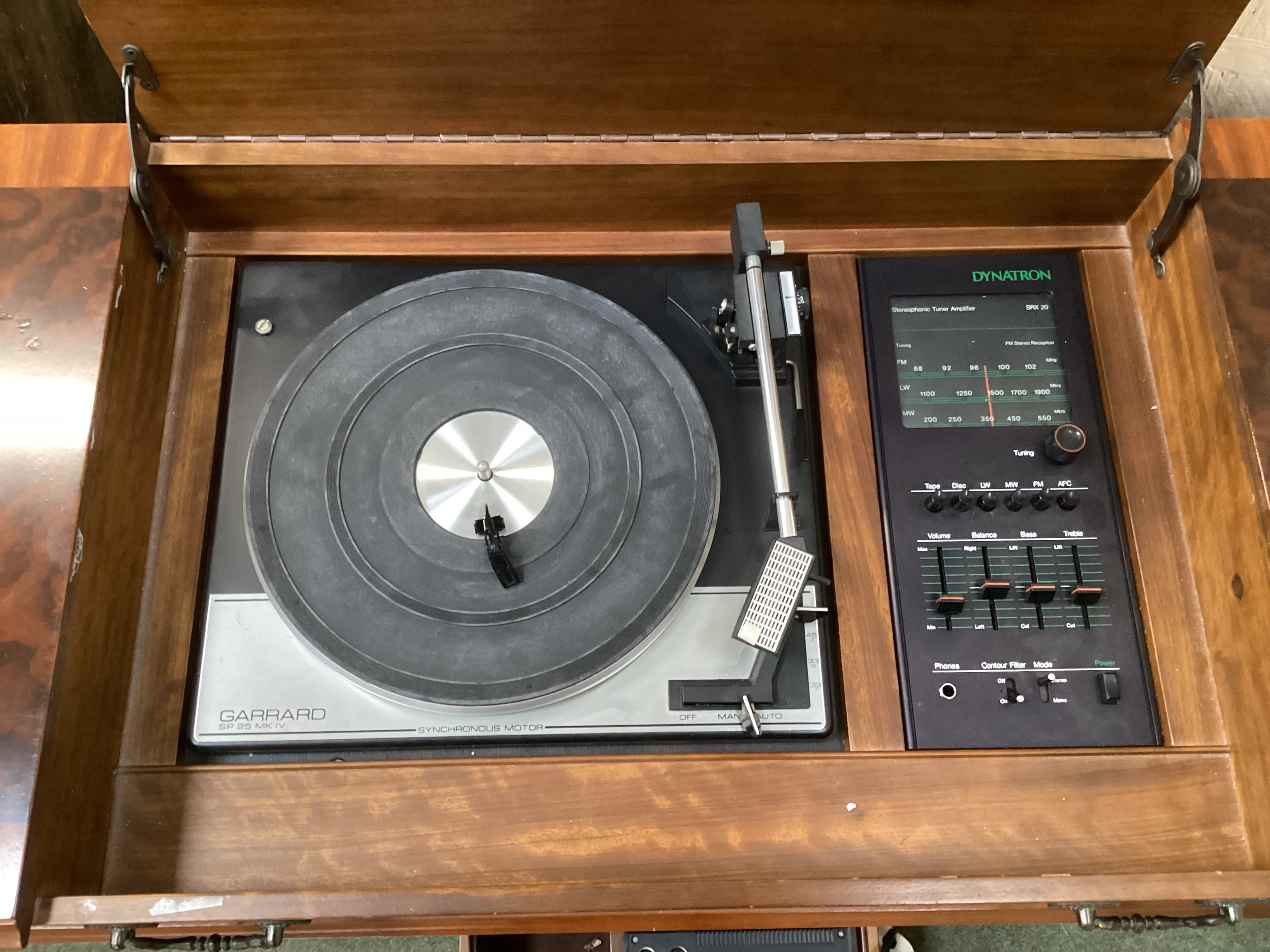 Vintage Dynatron record player radiogram, with built speakers and a Dynatron tape deck - Image 7 of 7