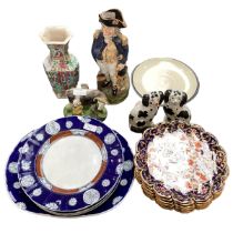 A quantity or china to include: Copeland Spode Imari palette 6 plates and 1 comport; 5 plates and