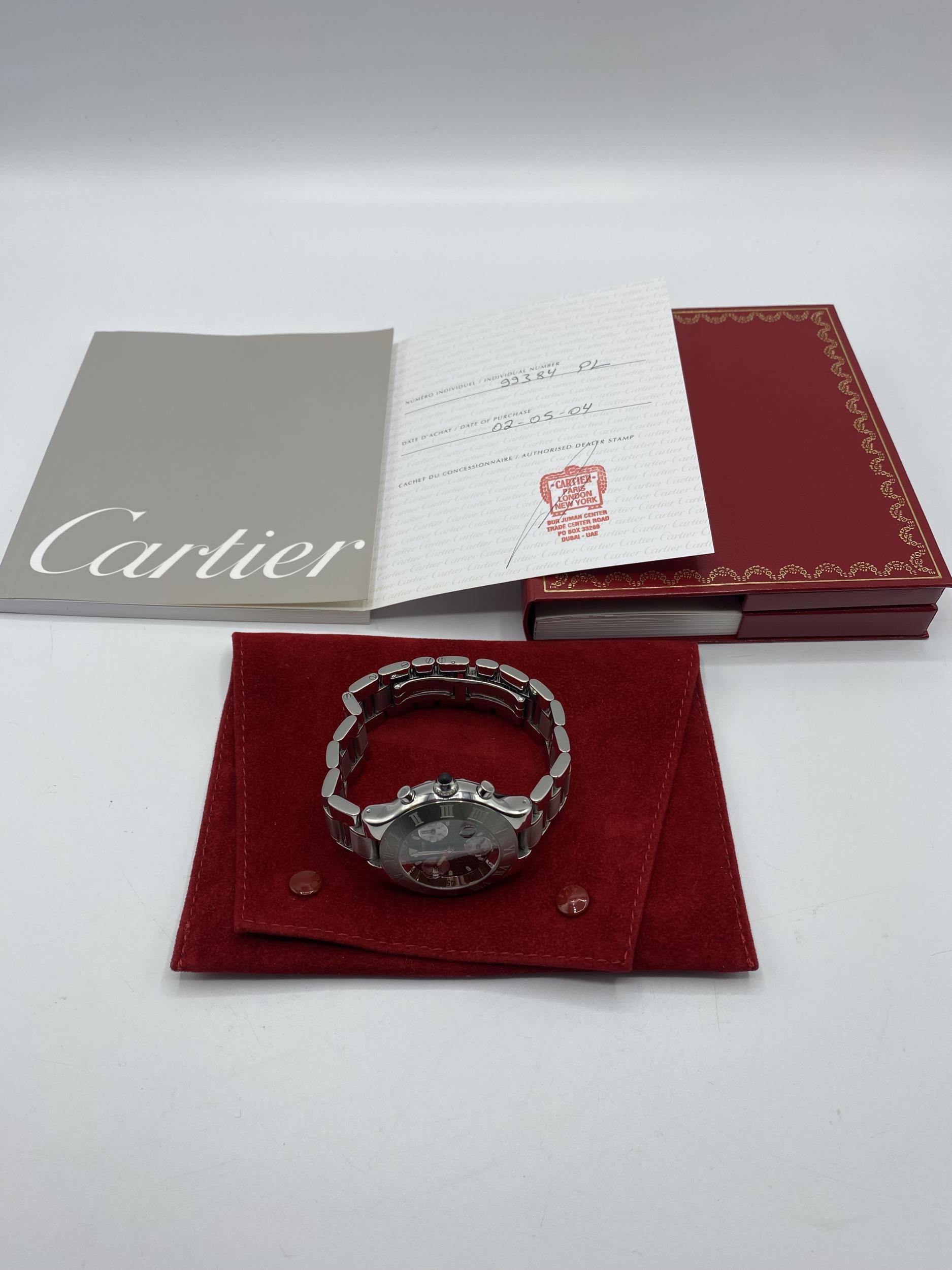 Cartier, A Gentleman's Cartier Chronoscaph 21 stainless steel wristwatch. 38mm case , black face - Image 4 of 7