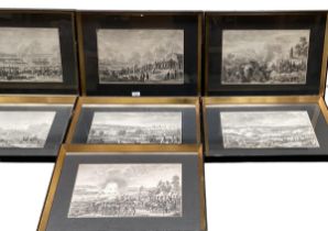 A set of framed and glazed black and white Napoleonic prints (7)