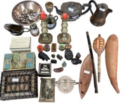 A quantity of miscellaneous items to include Porcupine box, metalwares, silver plated items,