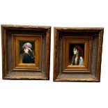 JOLANDA RUSSO, (XX), two oil on board portraits of young ladies in recessed gilt frames Each: 18cm x