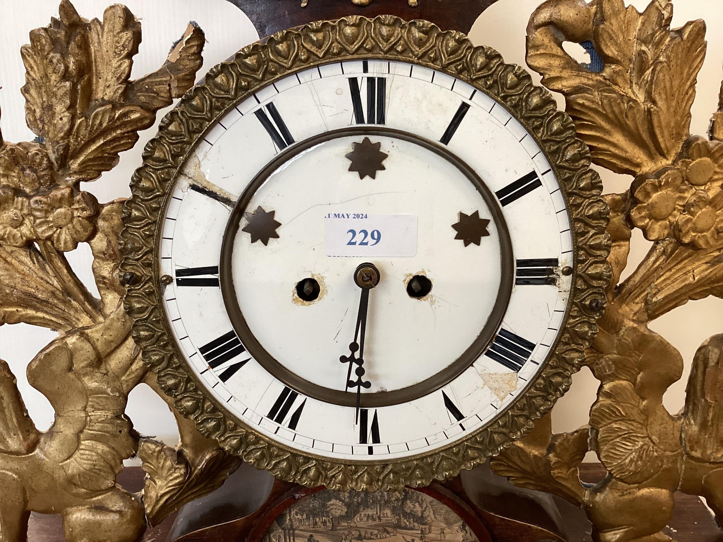 An Austrian Biedermeier style "portico" clock with later French Movement, and later star holes to - Image 2 of 9