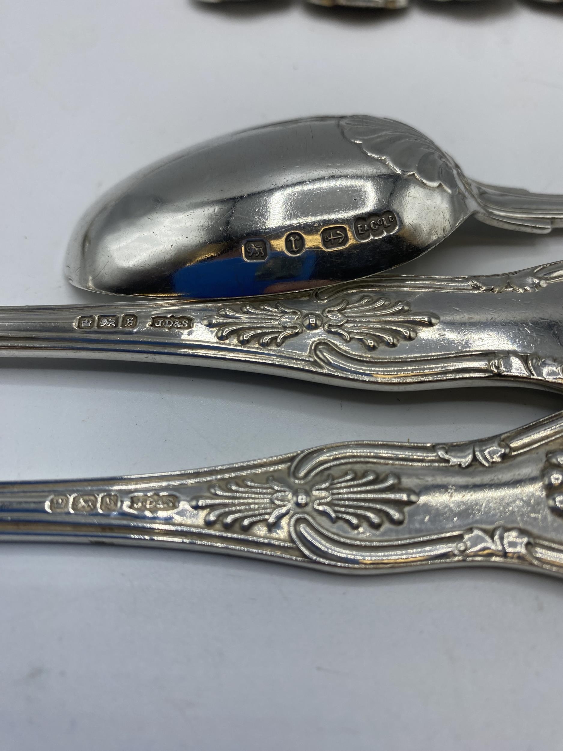 A sterling silver six person service , Elkington and Co, James Dixon and son in the Kings pattern. - Image 4 of 6