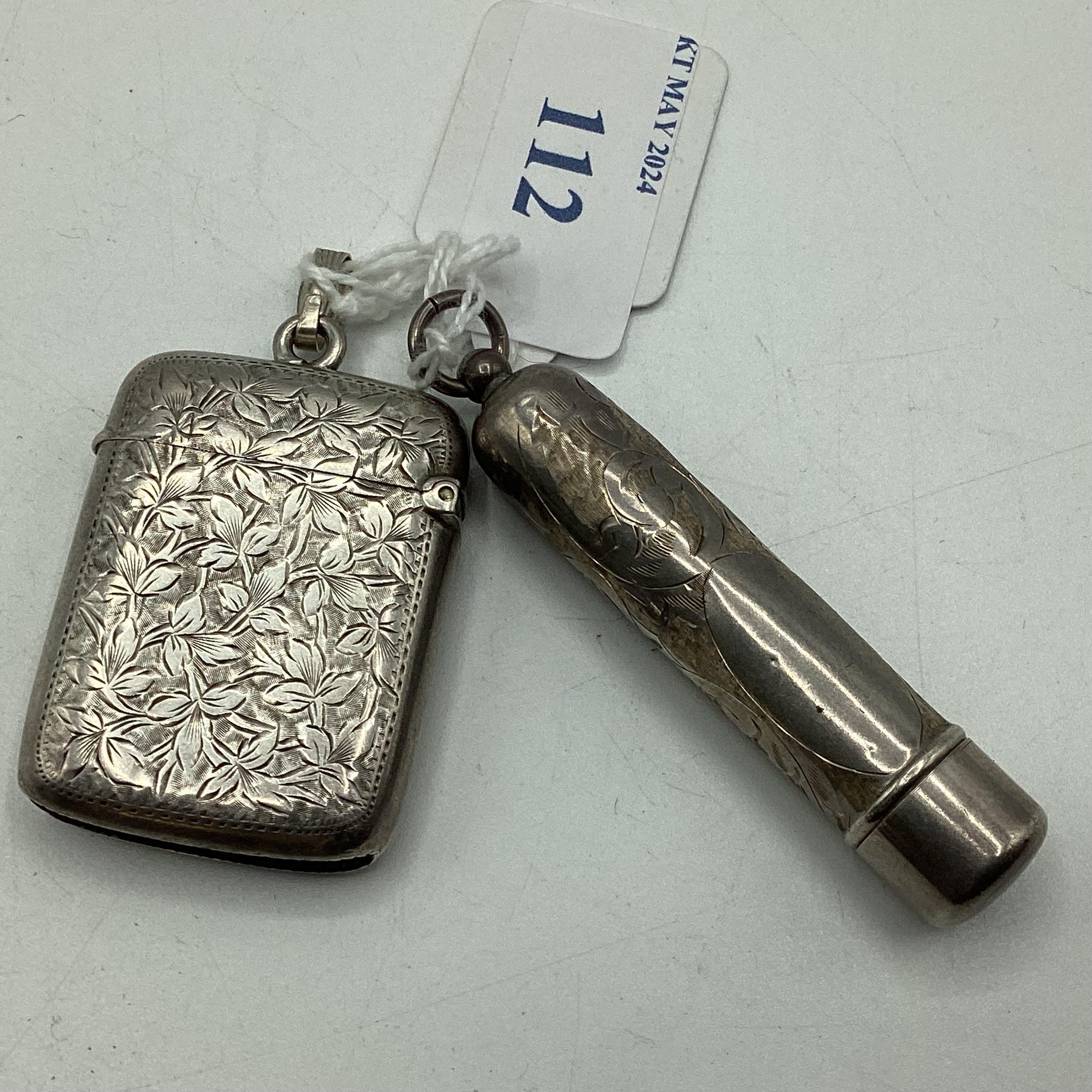 Sterling silver vesta case together with a Sterling silver cheroot case 25 g - Image 2 of 2