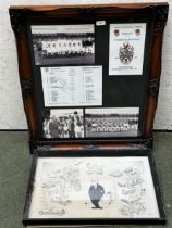 Sporting Memorabilia: a framed team sheet and photographs of England V Presidents overseas XV,