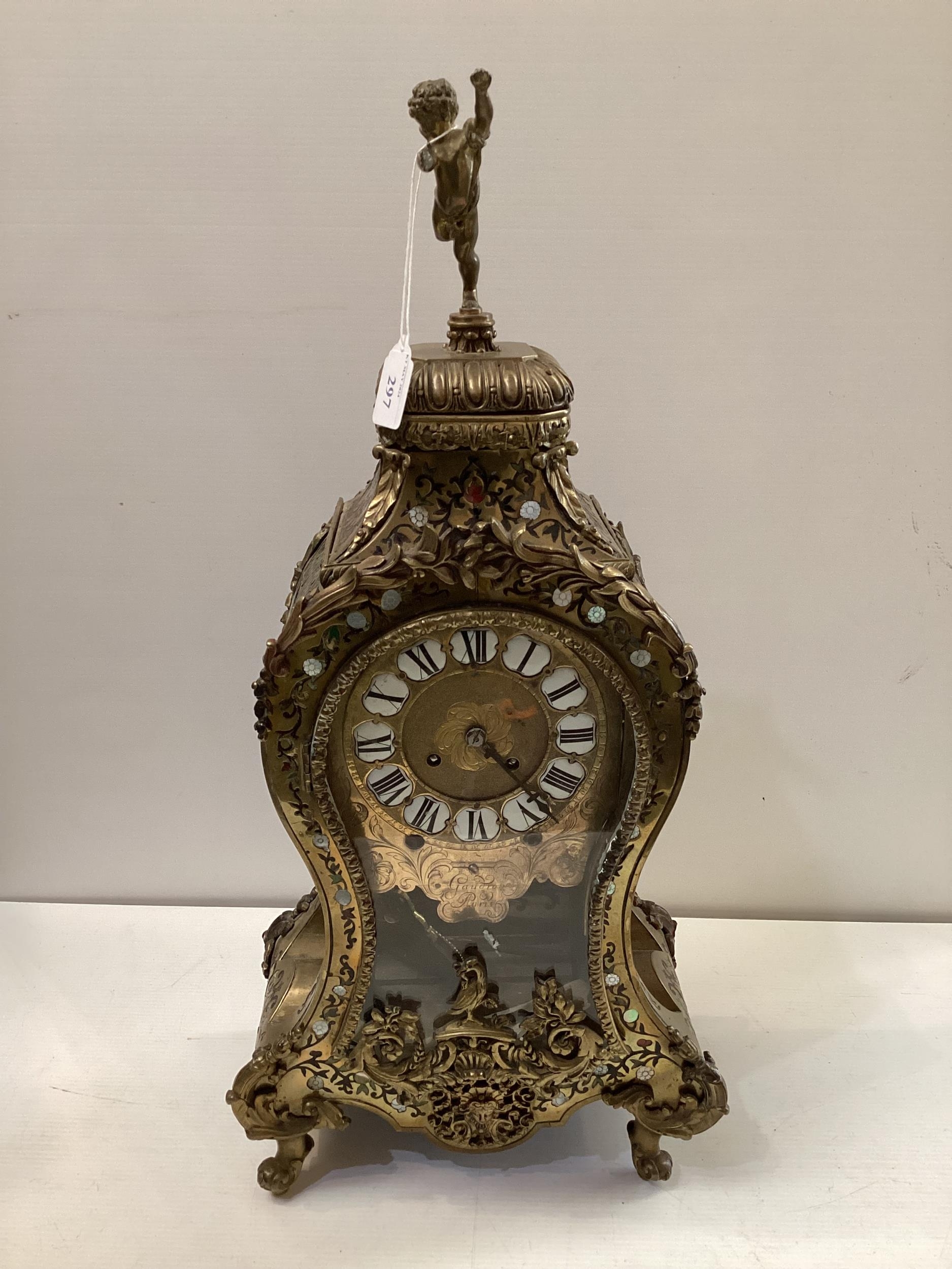 A French brass boulle mantel clock - Image 11 of 11