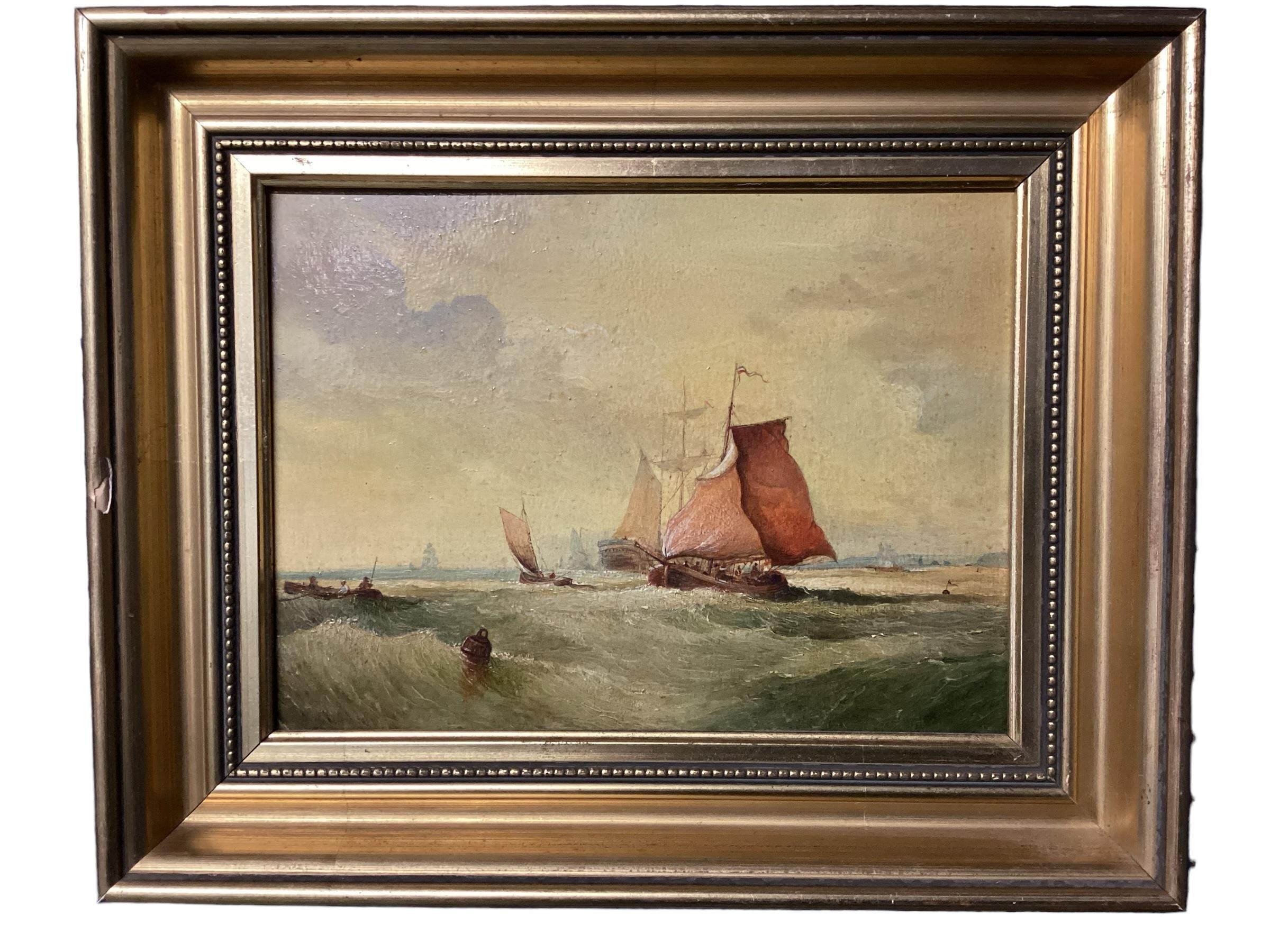 ANDRE DE MOLLER C20th, British, Two pairs gilt framed oil on canvas, depicting C19th shipping - Image 31 of 32