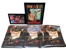 Music memorabilia, two framed and glazed pop posters to include a signed band 'Mountain' 35th