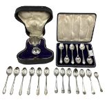 Collection of sterling silver items, teaspoons, egg cups etc, Various dates and makers.