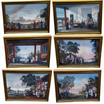 A Set of six C20th gilt framed reproduction copy prints, "Views of Chinese social life", from the