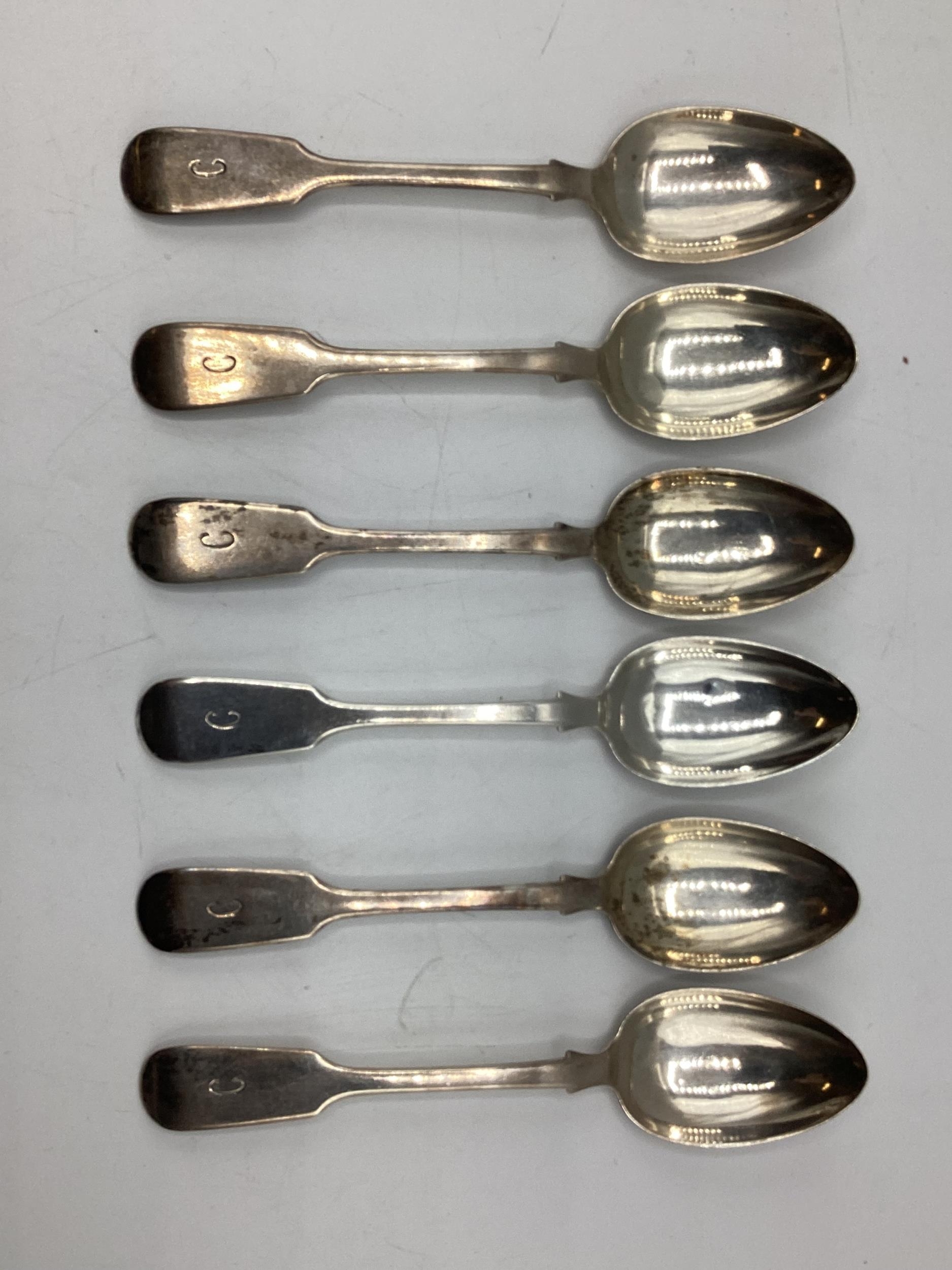A set of six sterling silver desert spoons, Edward Edwards Birmingham 1857. 254 g - Image 3 of 3