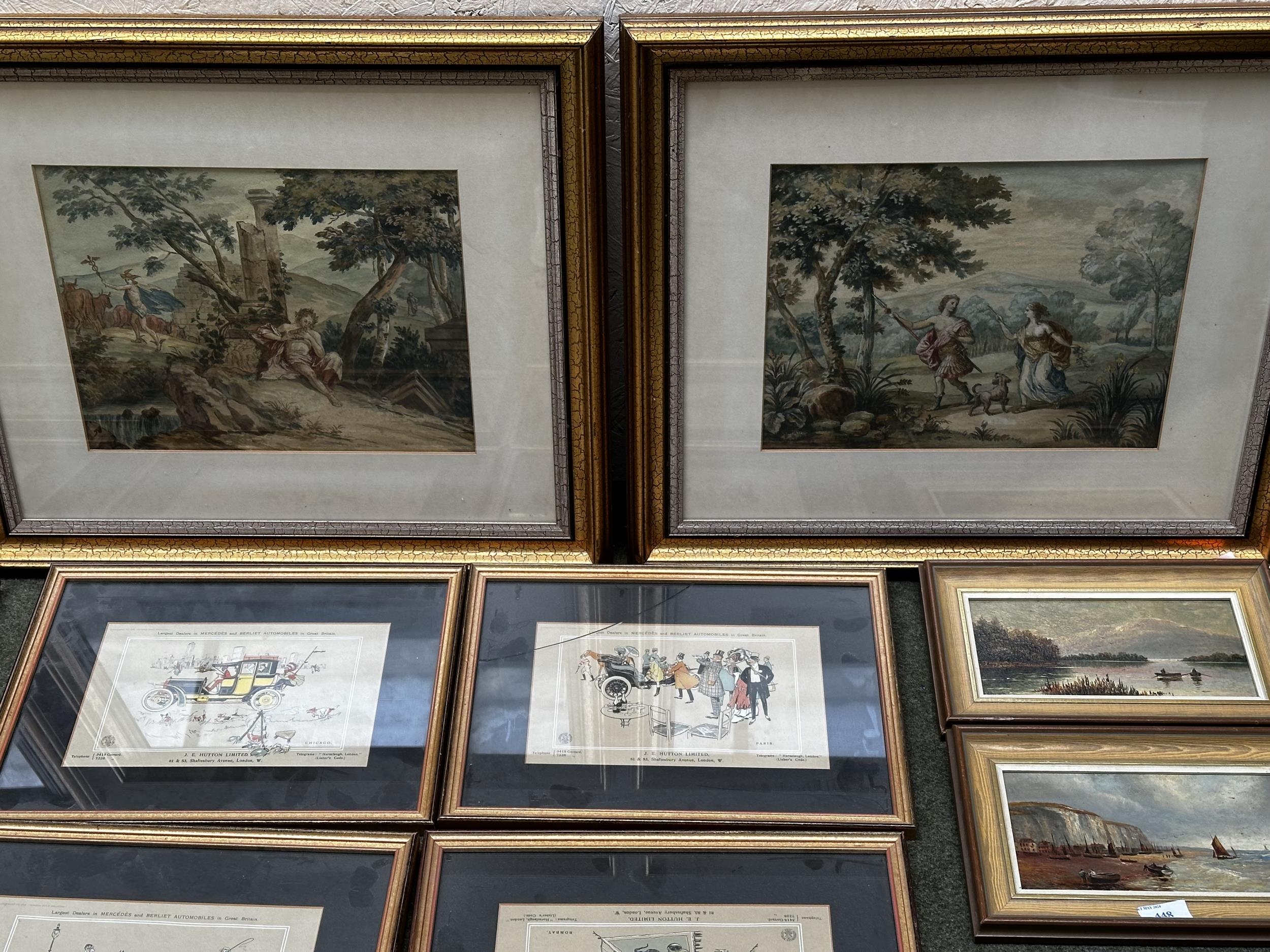 Two oil on board scenes, signed lower right H Church, together with a collection of decorative - Image 4 of 7