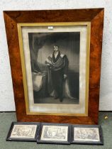 A large etching print of Edward Lord Suffield, in a Maple and gilt glazed frame, 77cm H x 50cm;