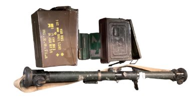 A Military range finder and 2 ammunition boxes