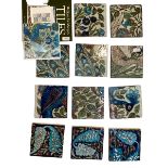 William De Morgan tiles (11) and a book and postcards, see all images