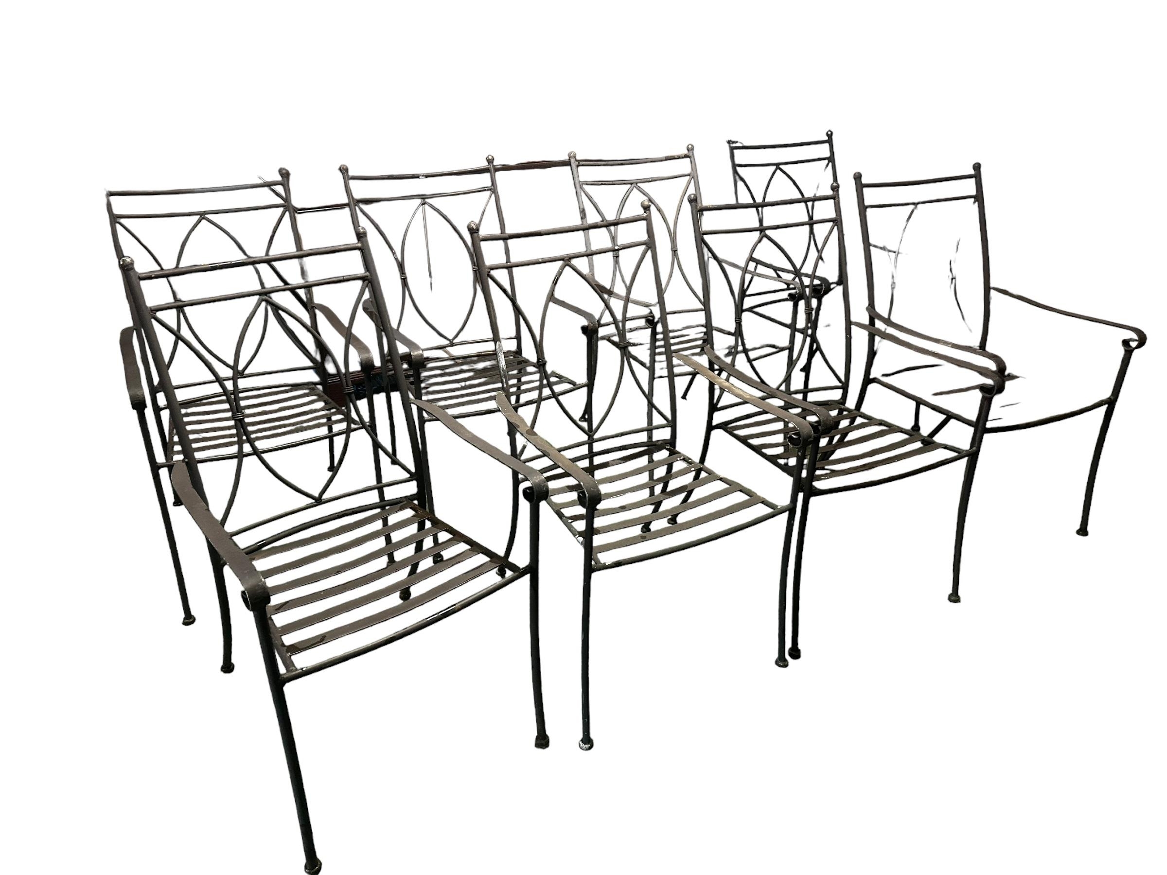 8 Neptune style iron garden arm chairs, (one with some rust). All with some general wear. - Image 3 of 5