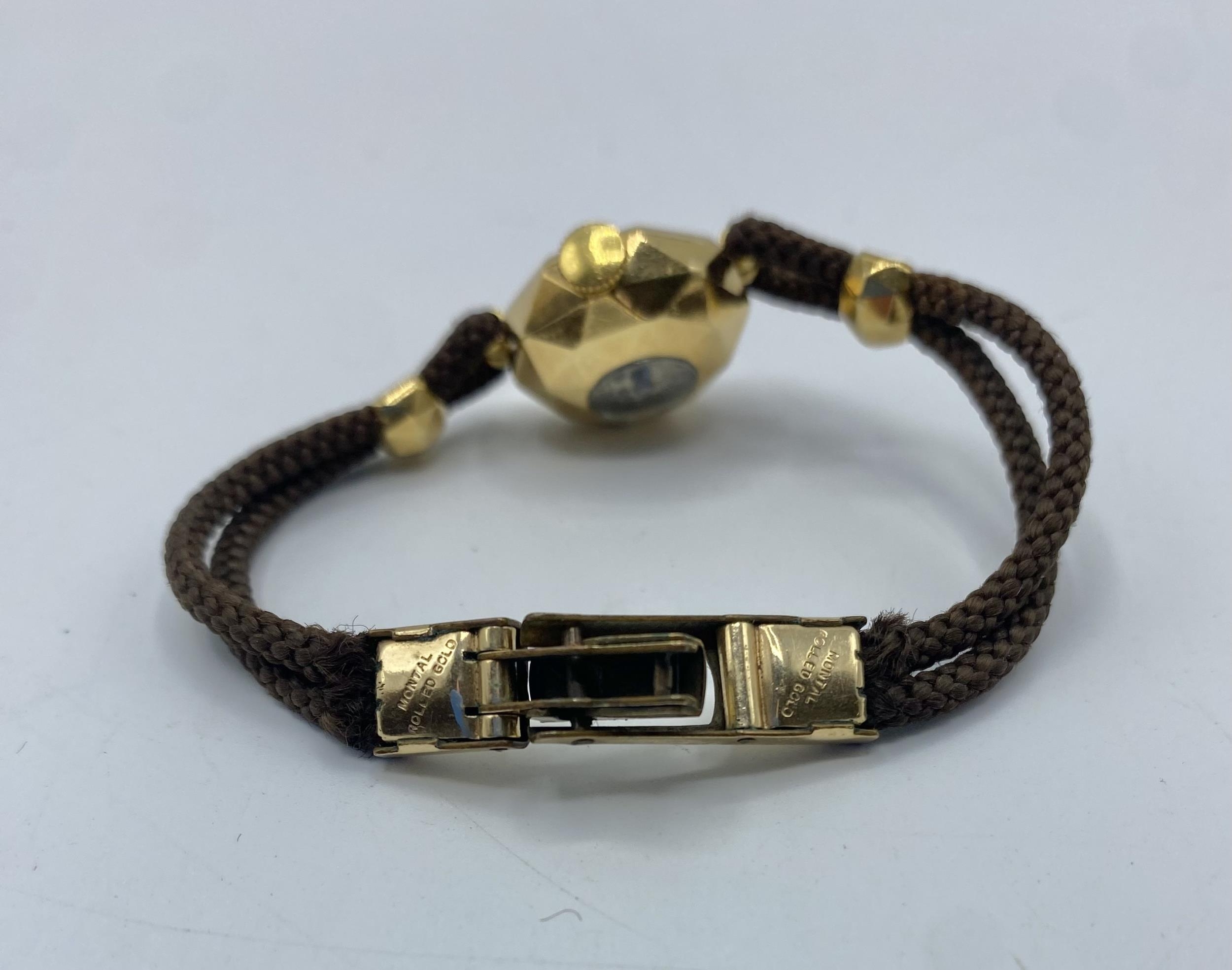 A Garrard and Co 18ct gold hexagonal domed cased ladies cocktail watch on cord strap. - Image 3 of 5