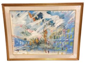 FRANCHESCO SCIAMA, signed, and titled verso " Venezia in Bleu" 1989-90, 58 x 78c, in gilt glazed