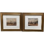 Pair of framed and gilt glazed watercolours, Carthorses/Waggonhorses, signed indistinctly, 17 x 23cm