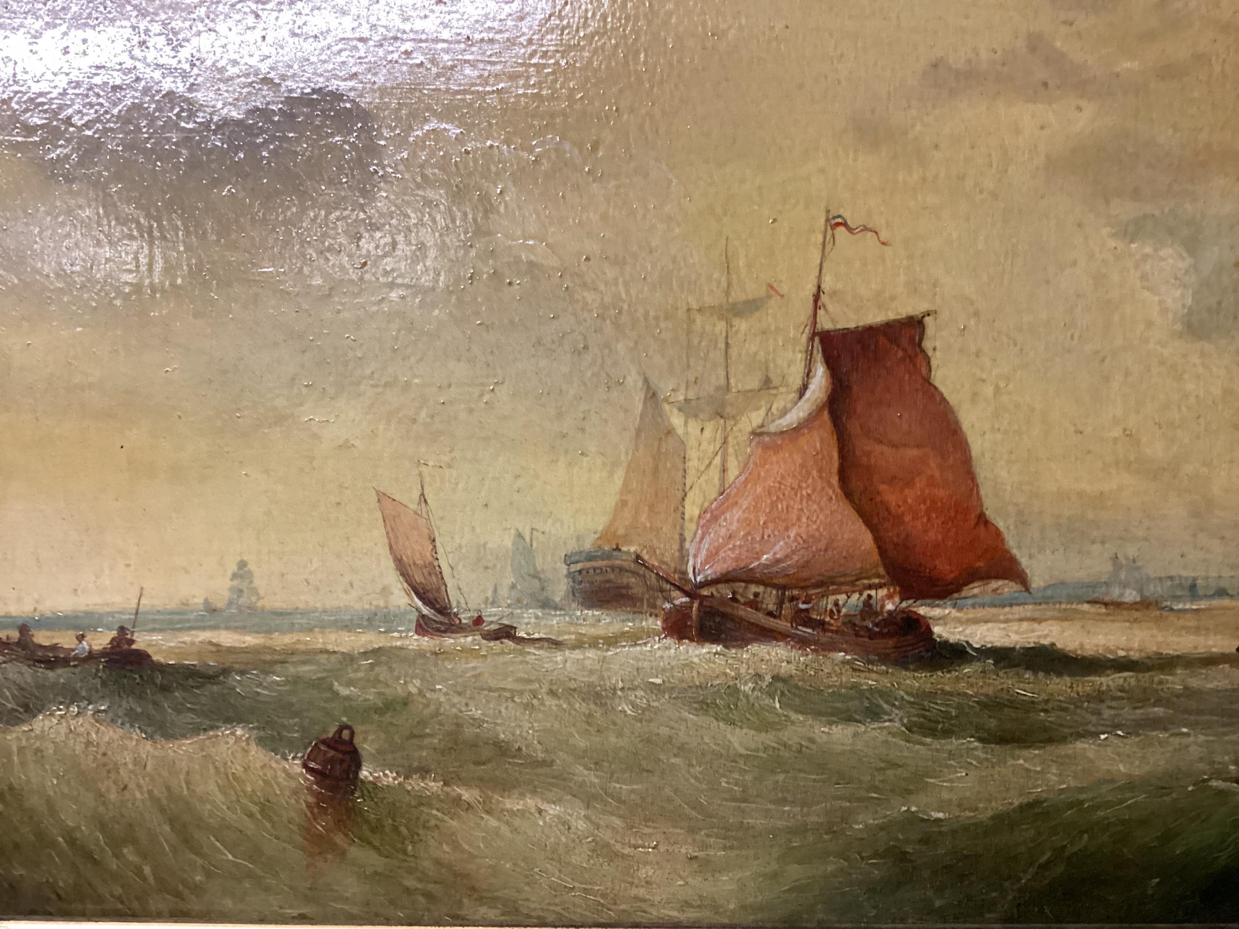 ANDRE DE MOLLER C20th, British, Two pairs gilt framed oil on canvas, depicting C19th shipping