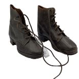 A pair of Victorian girls leather lace up boots; Fawley Manor Clearance