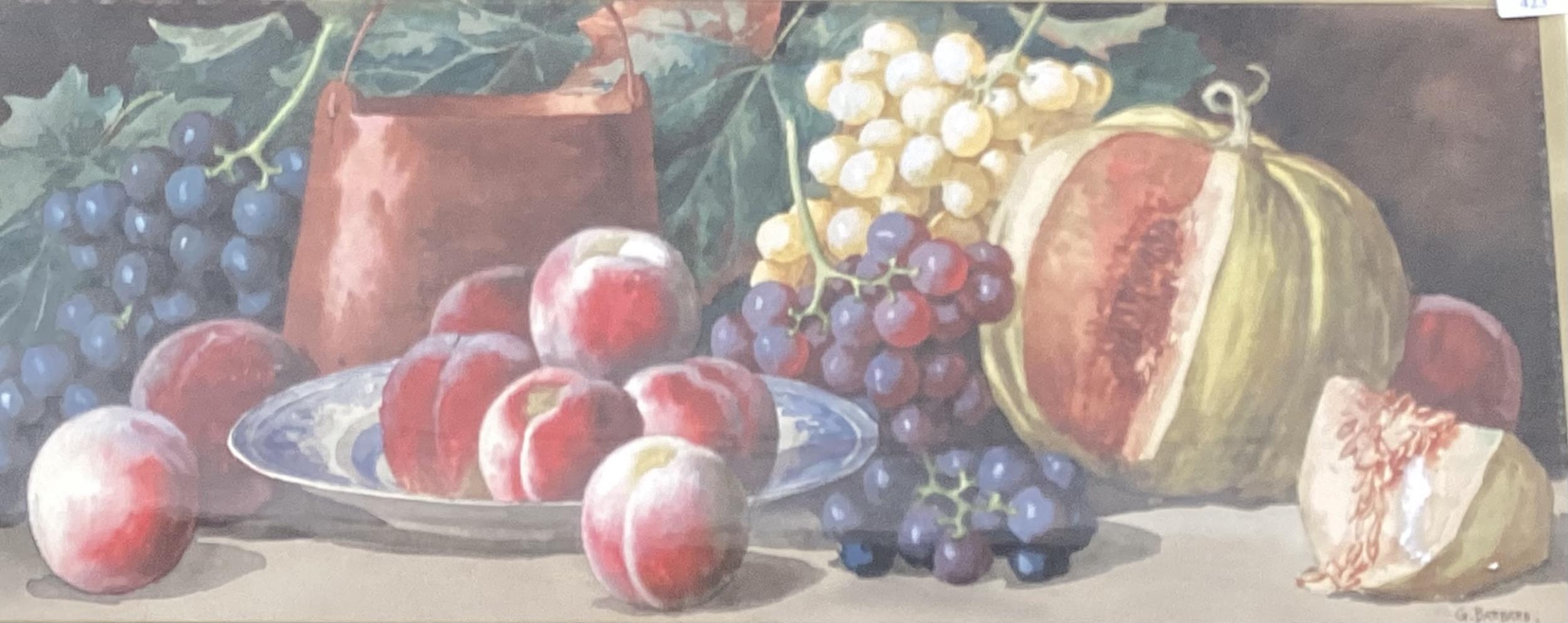 G BARBARBO, Pair oil Still life of Fruit, in black and gilt glazed frames, 44 x 90cm - Image 2 of 6