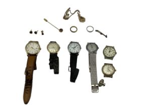 A collection of yellow metal items together with a collection of High St and vintage watches.