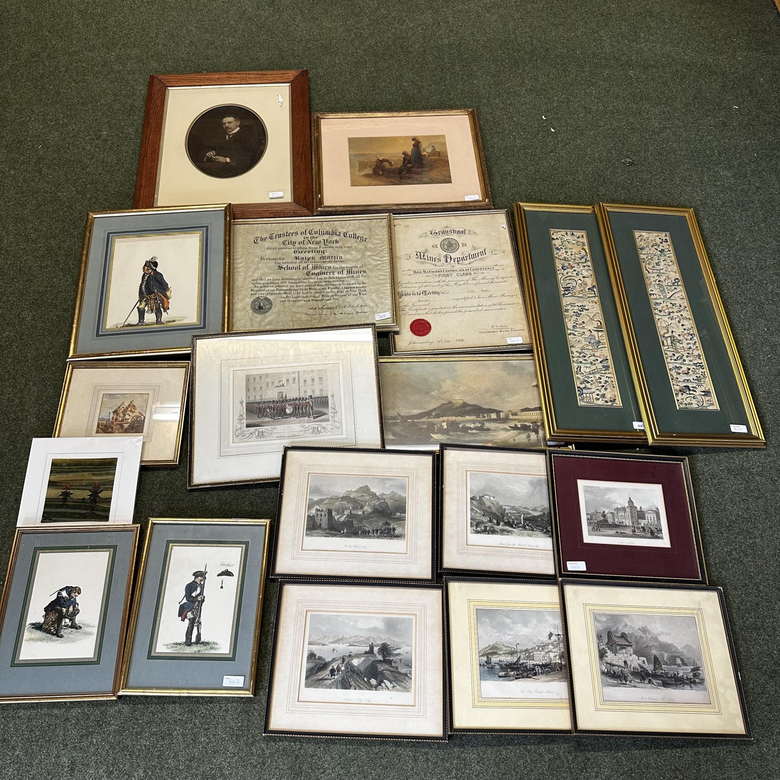 A quantity of various framed and glazed pictures and prints, to include a pair of framed and
