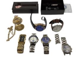 A collection of High St and fashion watches together with a yellow metal full hunter pocket watch.