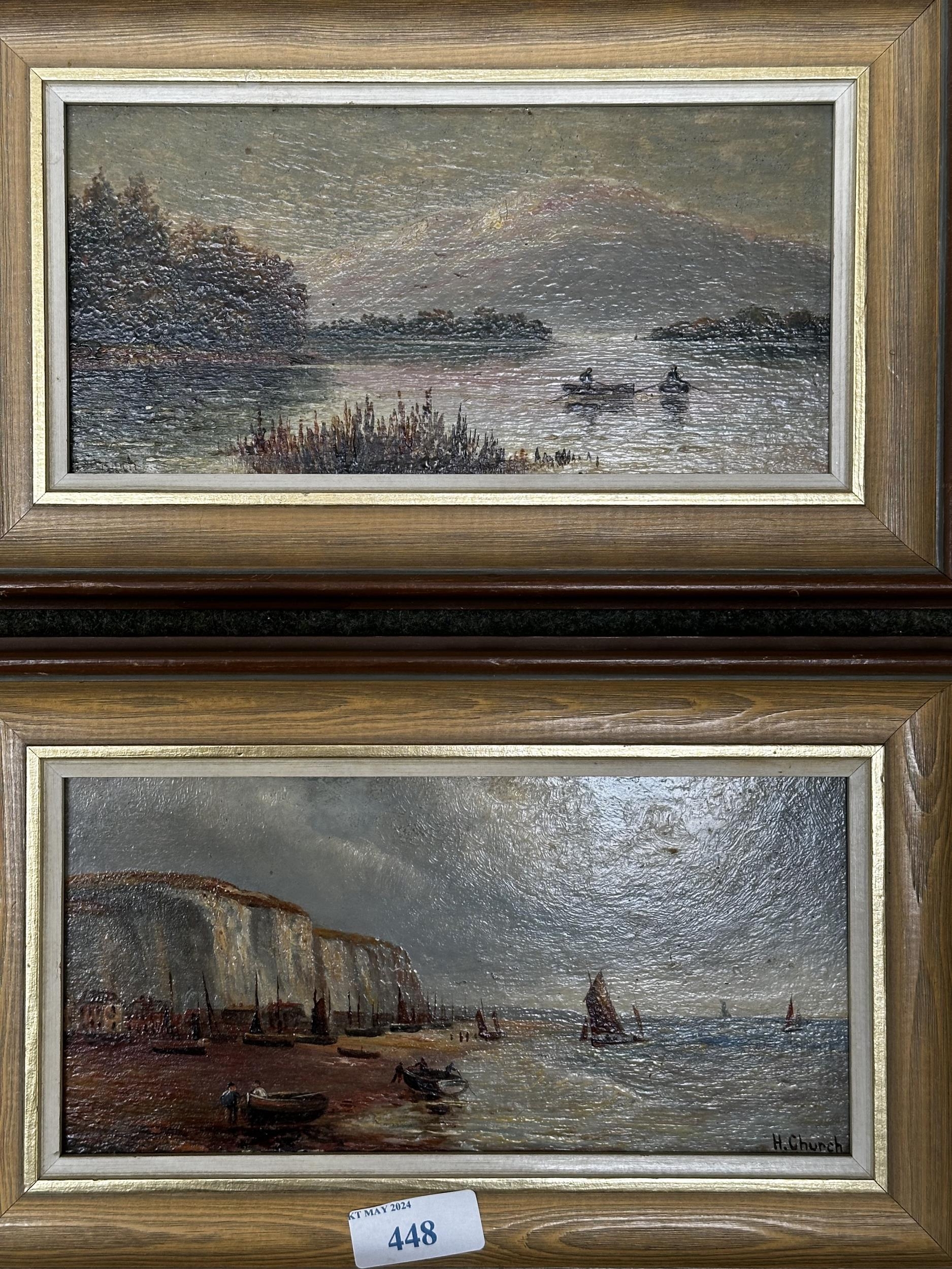 Two oil on board scenes, signed lower right H Church, together with a collection of decorative - Image 5 of 7