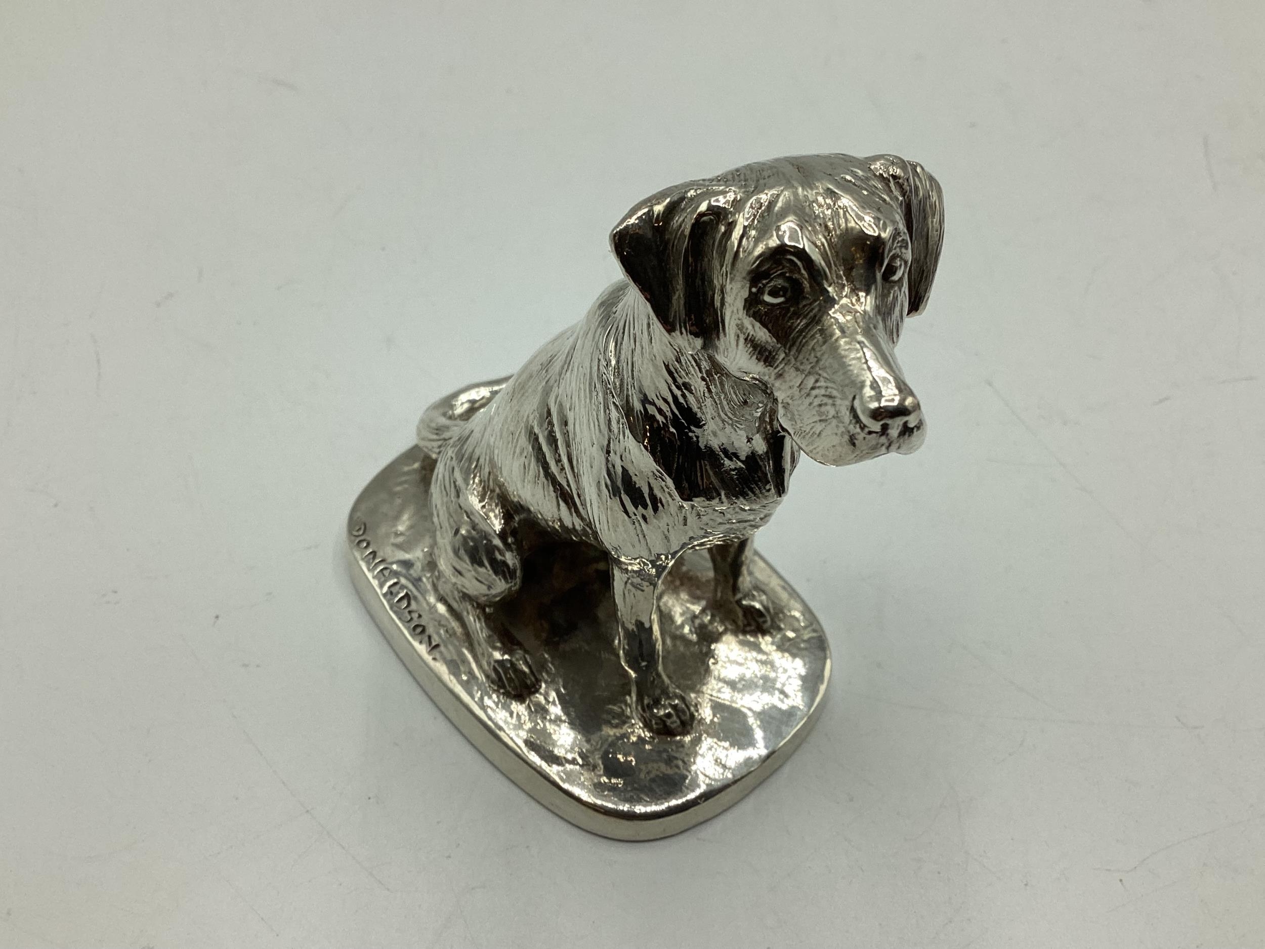 A sterling silver (filled) model of a Labrador, marked Donaldson to plinth base, Camelot Silver Ltd, - Image 2 of 3
