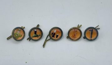 A set of five collectable Guinness reverse glass painted buttons.