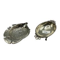 A sterling silver dish in the form of a fish by Louis Dee, London 1880 together with an oval