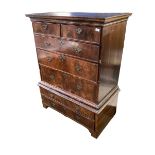 Walnut veneered chest on chest (some minor veneer losses) 132 cm H x 101 cm W