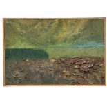 Abstract oil on canvas, Phillip Bird, Towards Garsden Lane Ipsden, ?indistinct. 50.5cm x 76cm