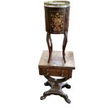 A late C19th Dutch mahogany and marquetry occasional table, 69cm H , x 29cm Diam; and a William IV